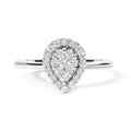 10K White Gold 3/8 Cttw Round-Cut Lab Grown Diamond Cluster Pear Promise Ring (G-H Color, VS2-SI1 Clarity)
