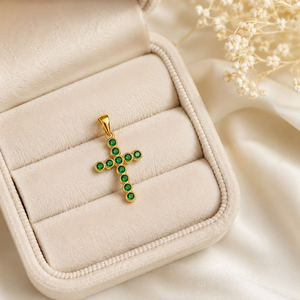 Colorful CZ Cross Pendant (A360)