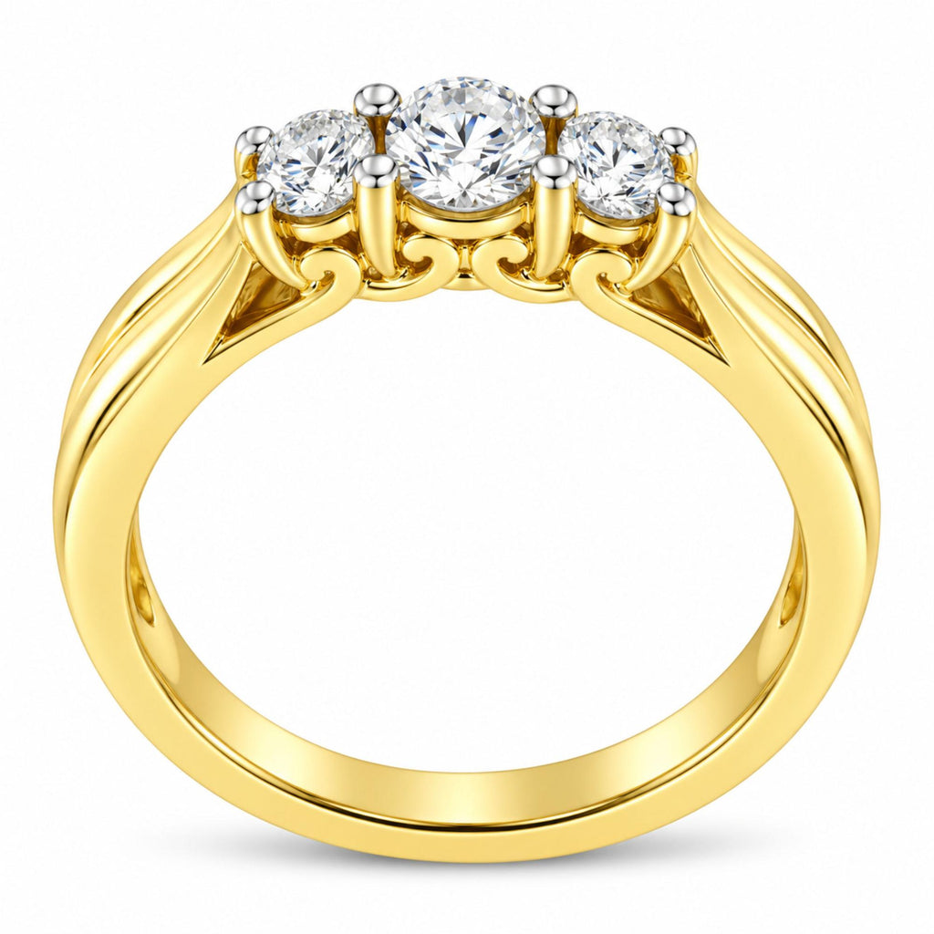10K Yellow Gold Three-stone Diamond Ring (0.50 cttw, J-K Color, I2-I3 Clarity)