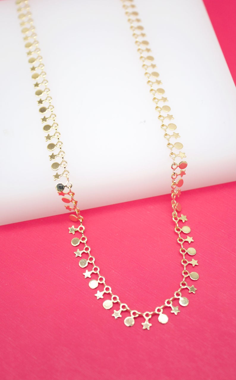 18K Gold Filled Star Moon Dainty Choker Necklace (G42)