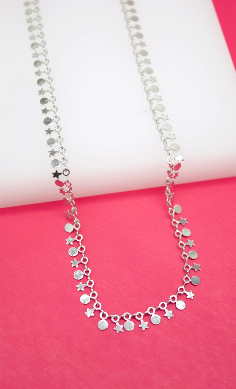 18K Gold Filled Star Moon Dainty Choker Necklace (G42)