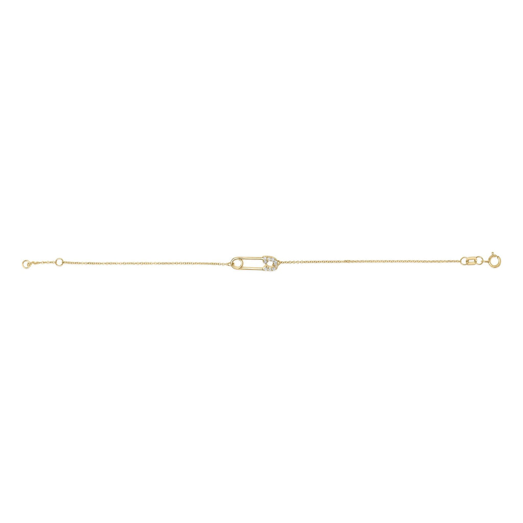 10K Yellow Gold 1/10 Cttw Diamond Paperclip Charm Adjustable Link Bracelet  (I-J Color, I1-I2 Clarity) - 7.25 Inch