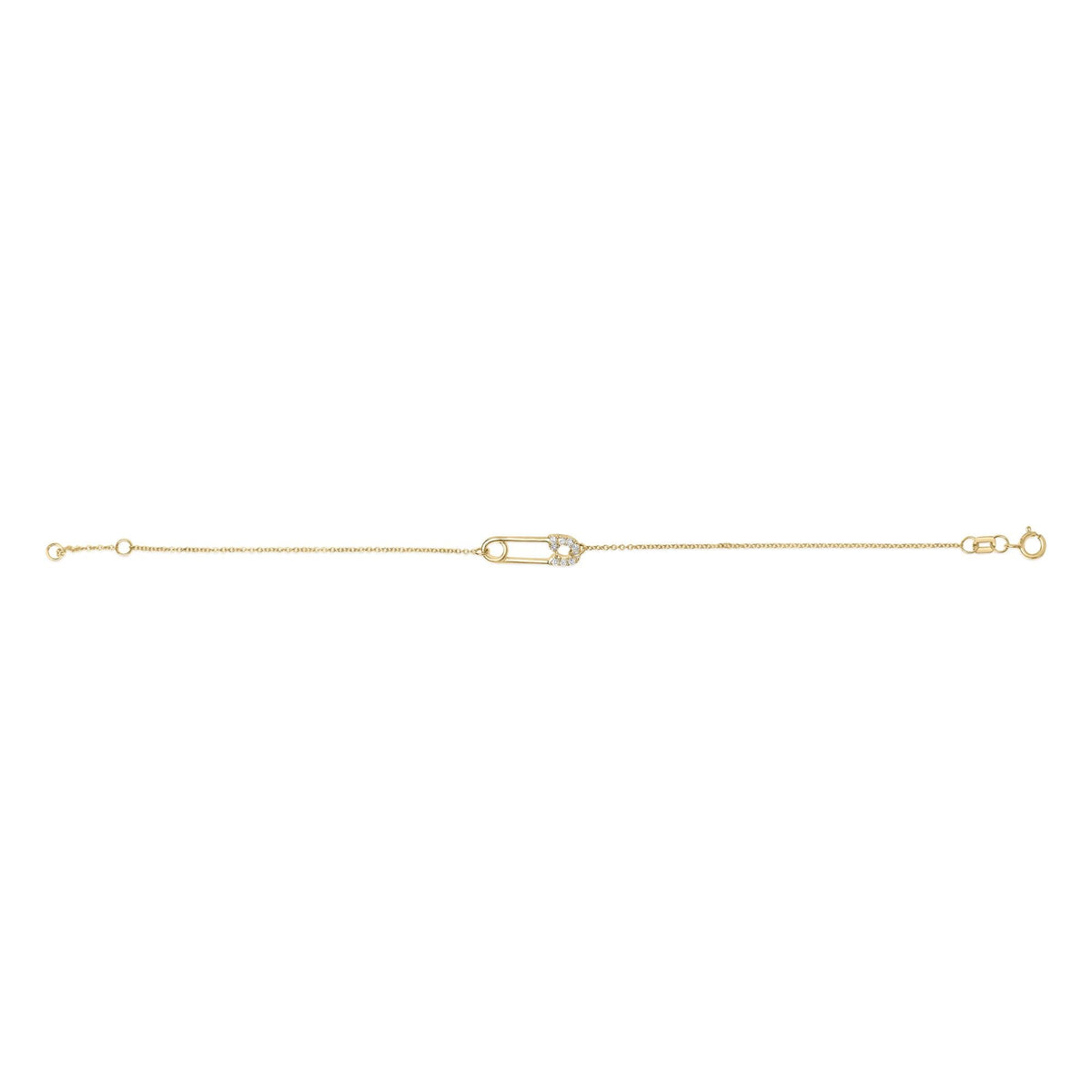 10K Yellow Gold 1/10 Cttw Diamond Paperclip Charm Adjustable Link Bracelet  (I-J Color, I1-I2 Clarity) - 7.25 Inch