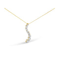 AGS Certified 14K Yellow Gold 3.0 Cttw Baguette and Brilliant Round-Cut Diamond Journey 18" Pendant Necklace (G-H Color, SI2-I1 Clarity)