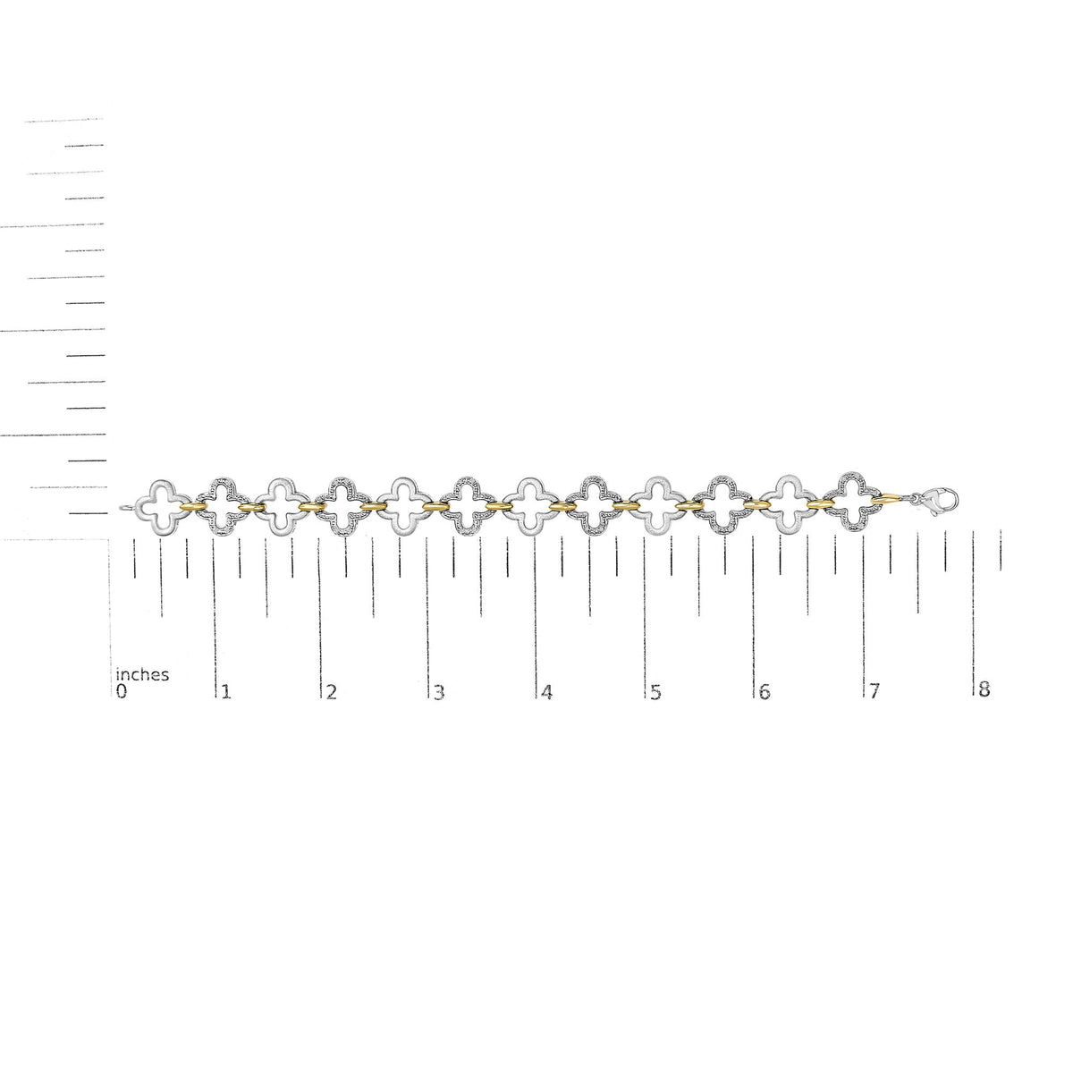 .925 Two-tone Sterling Silver 1/10 Cttw Natural Round Diamond Fashion Tennis Bracelet (I-J Color, I1-I2 Clarity) - 7"