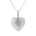 .925 Sterling Silver Pave-Set Diamond Accent Heart Shape 18" Pendant Necklace (I-J Color, I1-I2 Clarity)