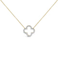 Gold Vermeil 1/10 Cttw Diamond Clover Pendant Necklace