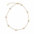 Open Bezel Pearl Station Necklace (F101A / I222)