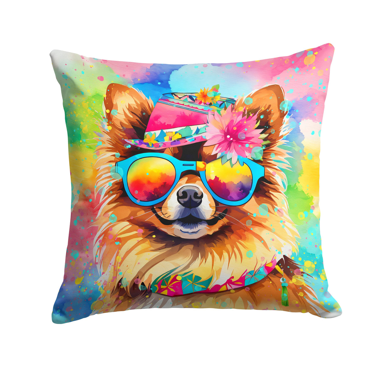 Pomeranian Hippie Dawg Throw Pillow