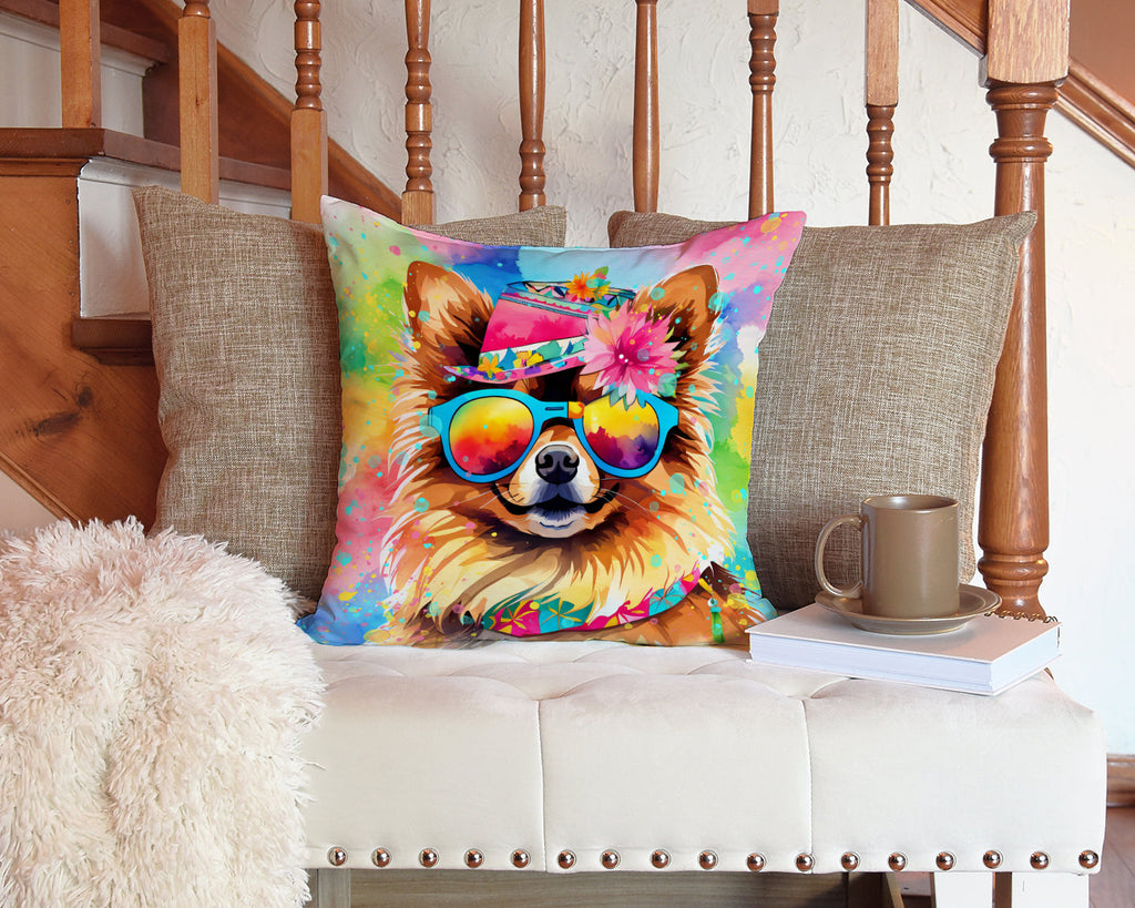 Pomeranian Hippie Dawg Throw Pillow