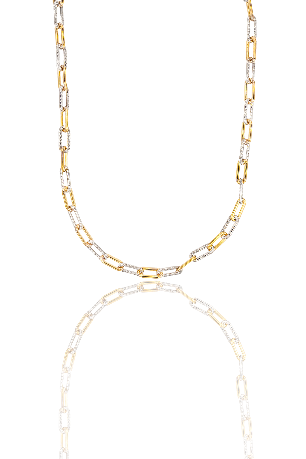 Two Tone Textured Paperclip Bracelet (H141/I235)