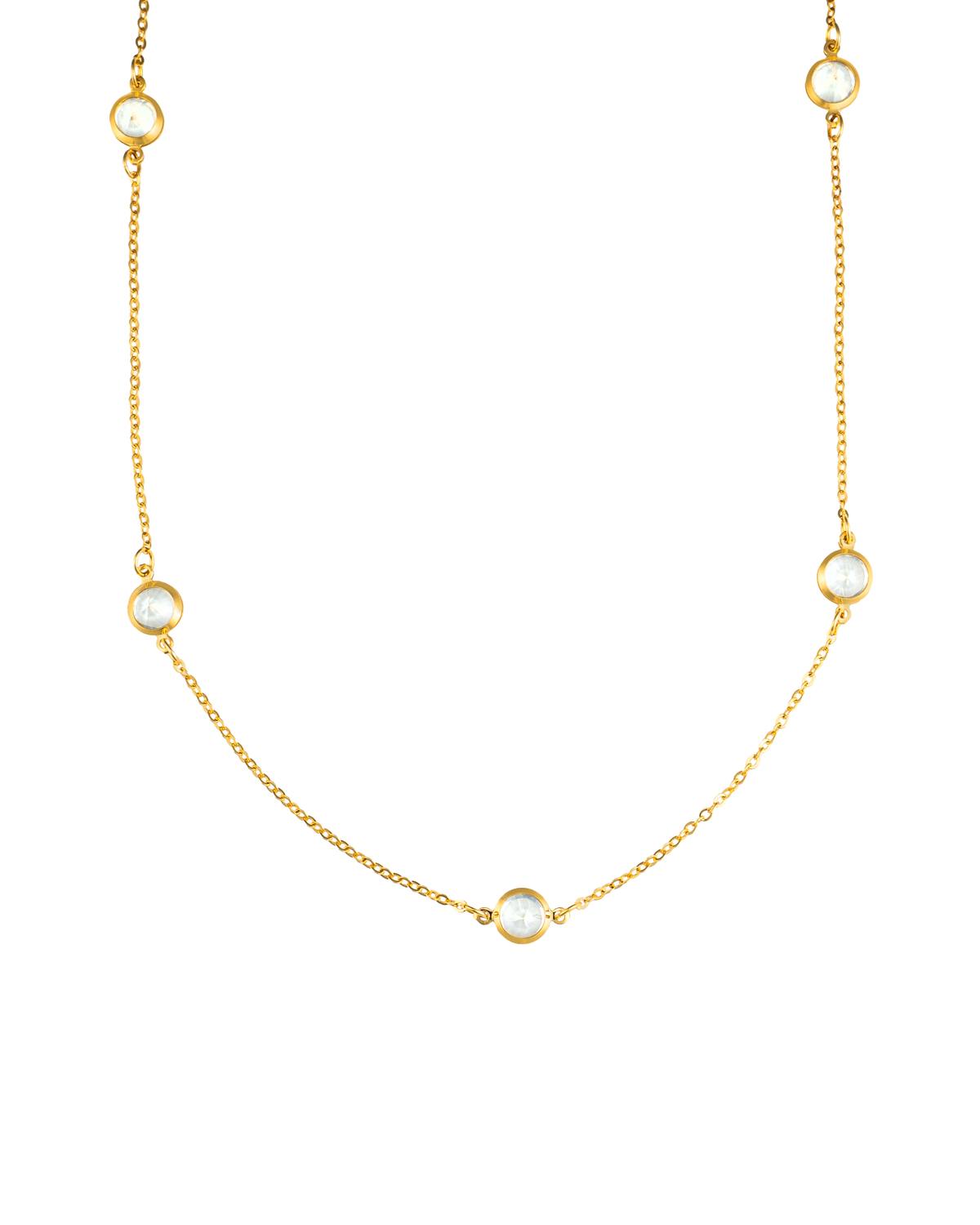 Dainty Necklace With Round Clear CZ Cubic Zirconia Stones (G58)