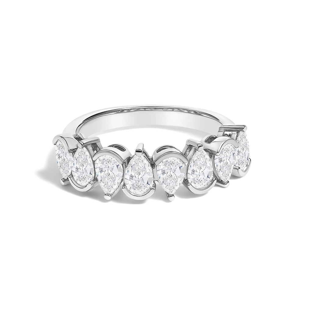 14K Gold 1 2/3 Cttw Lab Grown Pear Shaped Diamond Band Ring