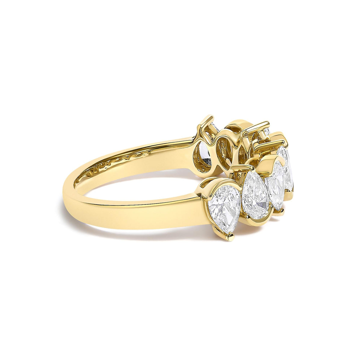 14K Gold 1 2/3 Cttw Lab Grown Pear Shaped Diamond Band Ring