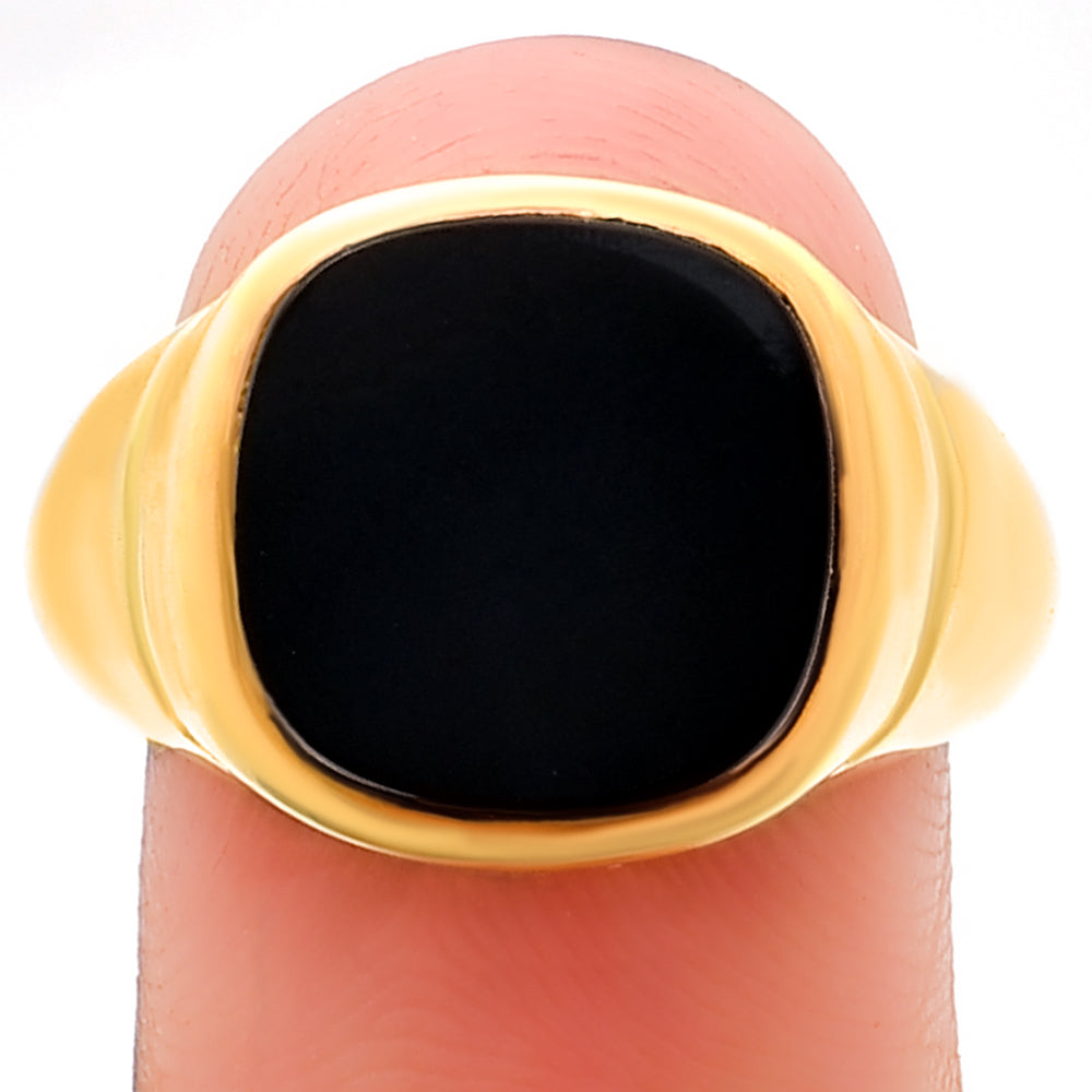 Bold Cushion Green/Black Onyx Statement Ring Jewelry 18K Gold Plated TGR1012 RM-1115