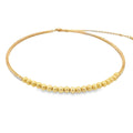 Beaded Neck Choker With Round CZ Stones (H53)