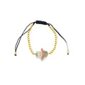 Adjustable Bead Bracelet With Multicolor Hamsa Hand CZ Stones Charm (I144-145)