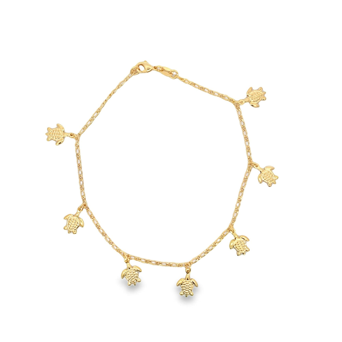 18K Gold Filled Dangle Turtle Charm Anklet (E17)