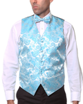 Ferrecci Mens PV350 - Turquoise Paisley with White Back Adjustable Vest Set