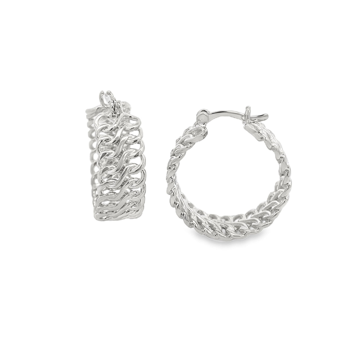 18K Rhodium Filled Infinity Twisted Braided Hoop Earrings