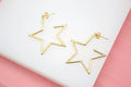 18K Gold Filled Open Star Hoop Modern Minimalist Stud Earrings
